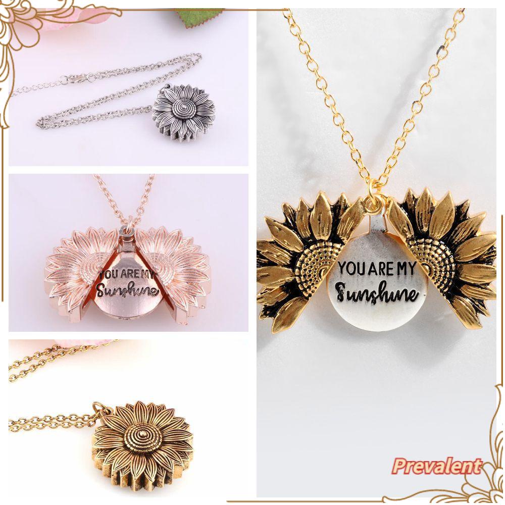 Kalung Rantai Liontin Bulat Motif Tulisan You Are My Sunshine Untuk Wanita