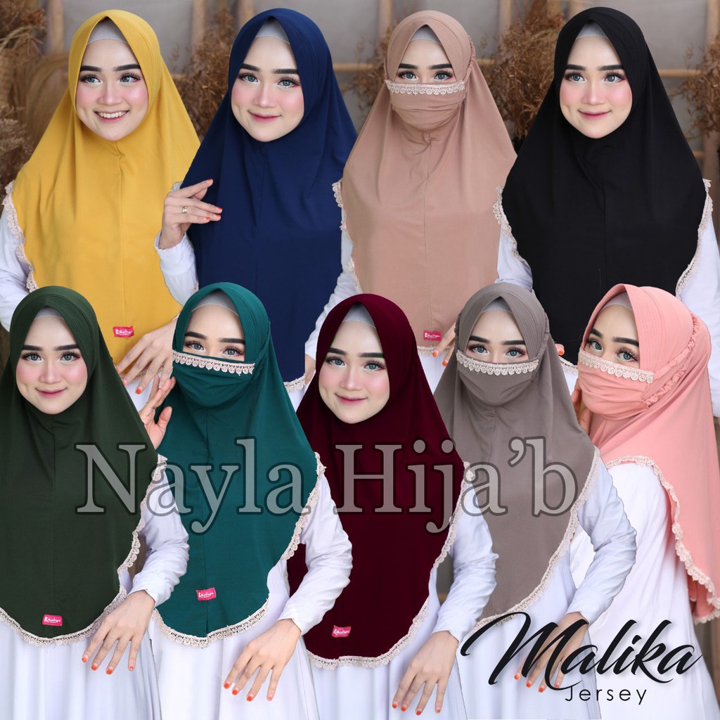 Jilbab Instan Terbaru Hijab Masker Jersey Premium  Kerudung Masker Renda Malika Termurah Nayla Hijab