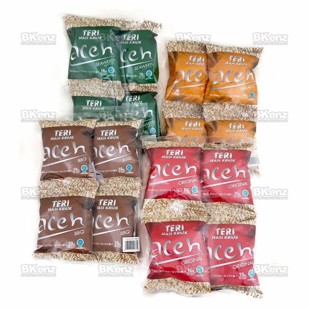 

Paket 16 Sachet 4 Rasa Teri Nasi Kriuk Aceh Teri Medan Oven Crispy Krispi FREE Bubble Wrap