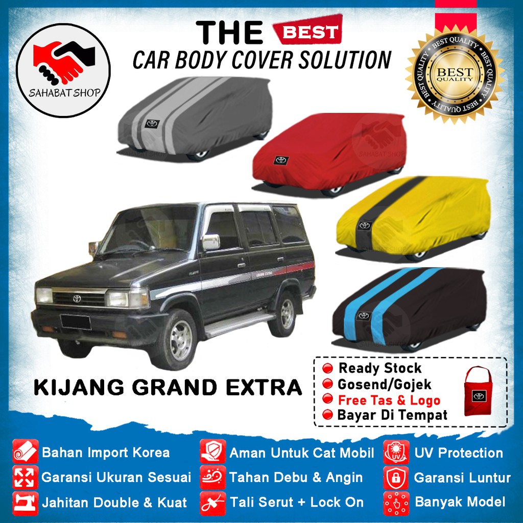 Sahabat Body Cover Mobil Kijang Grand Extra / Sarung Penutup Toyota Kijang Grand Extra Outdoor 1992 1993 1994 1995 1996 /  Tutup Selimut Mantol Jas Kerudung Terpal Pembungkus Mantel Mobil Kijang Grand Extra Anti Air Waterproof Model Biru