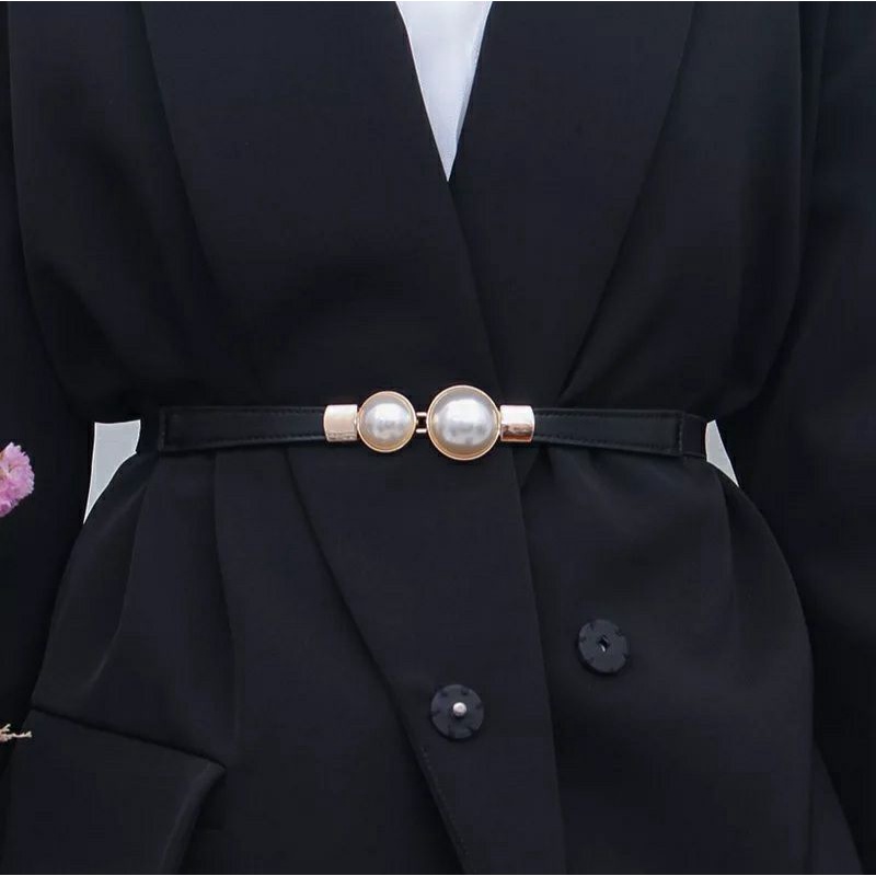 Ikat Pinggang Aksen Mutiara Imitasi Gaya Vintage Casual untuk Wanita//Ikat Pinggang Wanita Korea/Sabuk Wanita