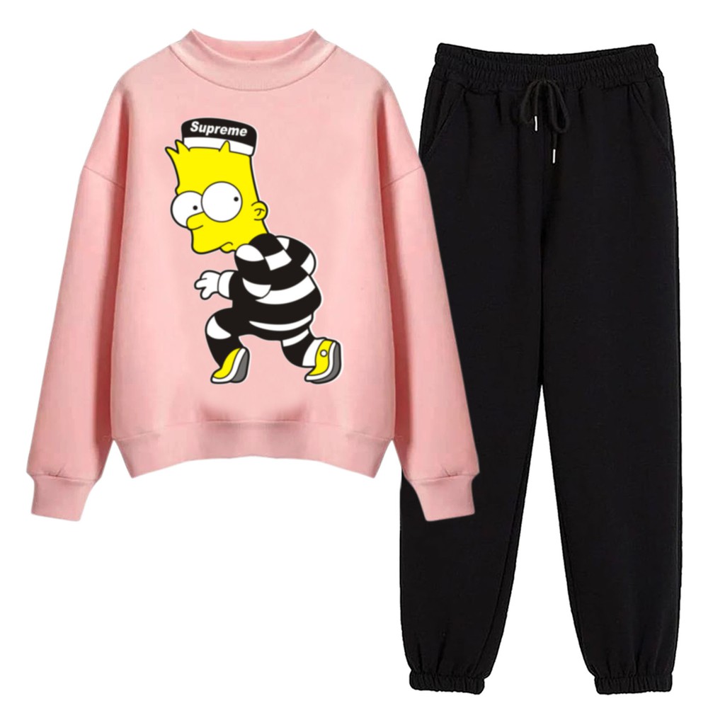 BESS - Baju Setelan Wanita Murah / Setelan Sweater + Jogger Hitam - SIMPSON