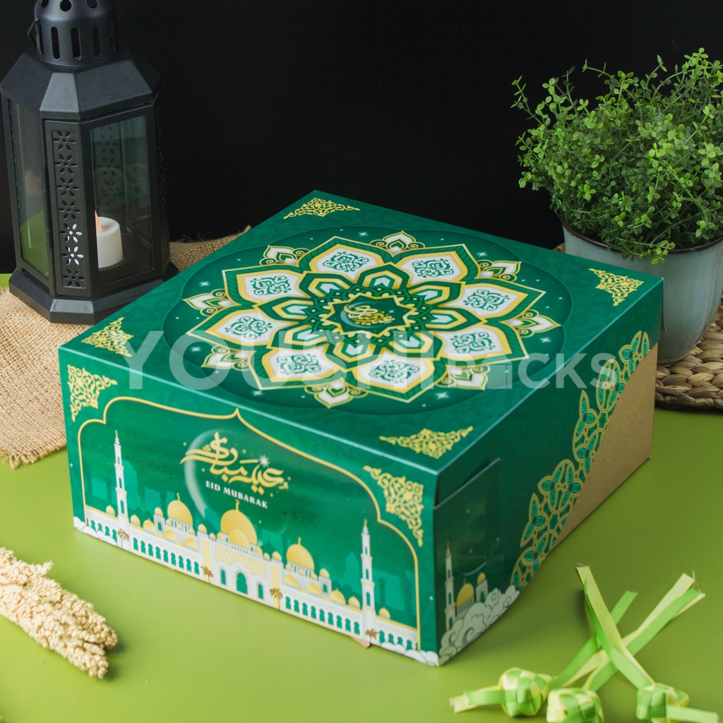 (3pcs)Dus Kue Tart/ Box Tart Mika Lebaran Idul Fitri 25x25x12cm - IFGB
