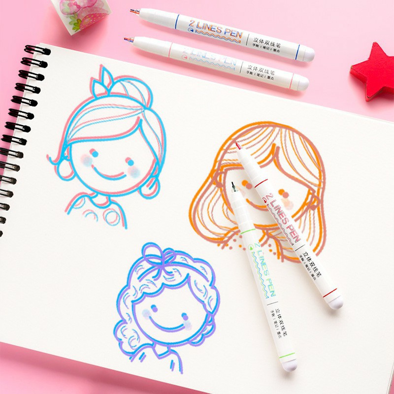 

Pulpen Warna 2 Lines Pen Multicolor