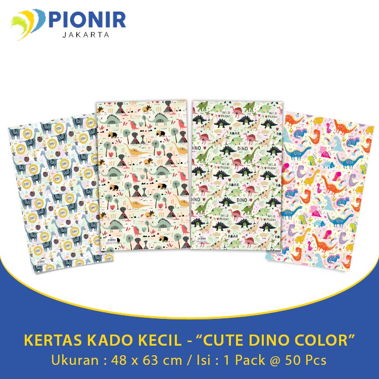

KERTAS KADO KECIL - "CUTE DINO COLOR
