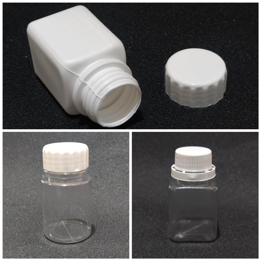 Botol Obat  Ulir 60ml HDPE drat 30 kapsul 50 - 60 ml