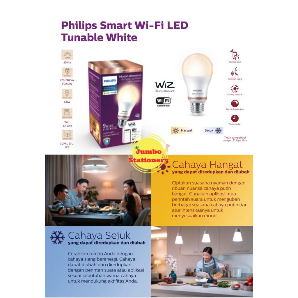 Philips Smart Wi-fi Wifi LED 9W Putih Kuning CoolDayLight WarmWhiteLight