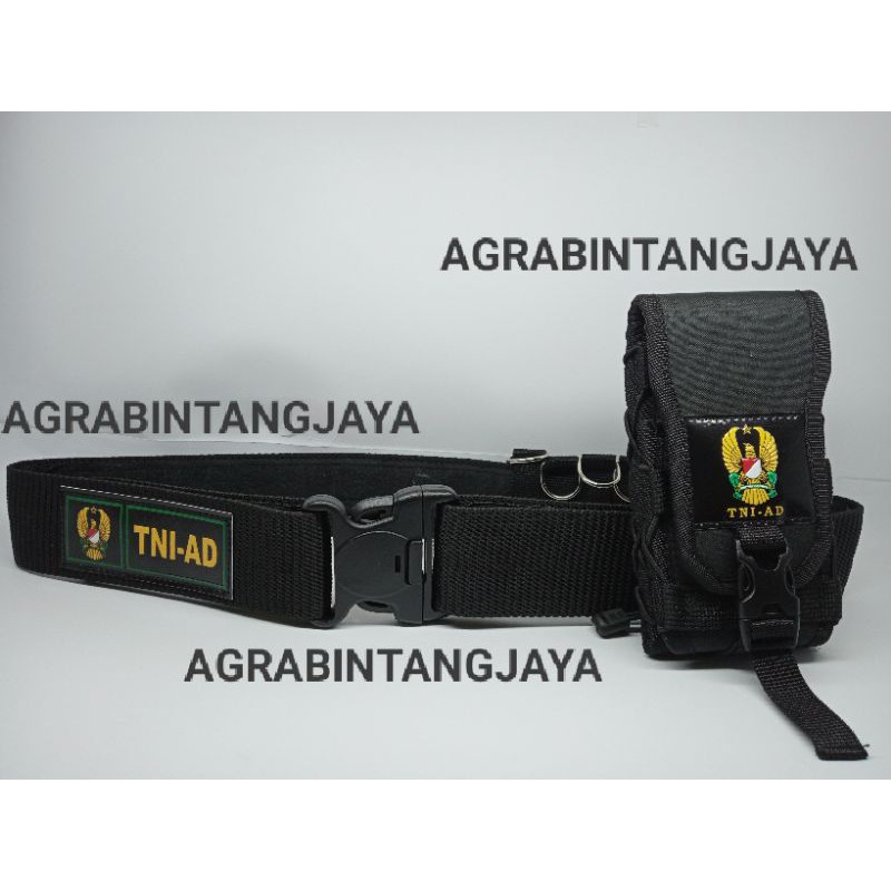 KOPEL TNI-AD HITAM / IKAT PINGGANG TNI-AD TERBARU / KOPEL BLACKHAWK DAN SARUNG HANDPHONE TNI-AD