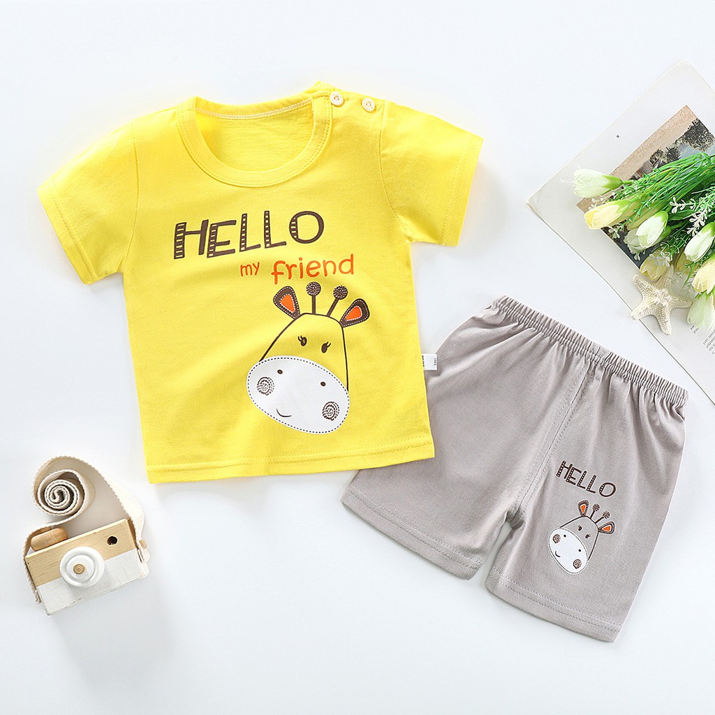 LittleAaron KIDS SUIT PENDEK Setelan Anak Bahan Kaos Lengan + Celana Berkualitas Import ebv cewek new7