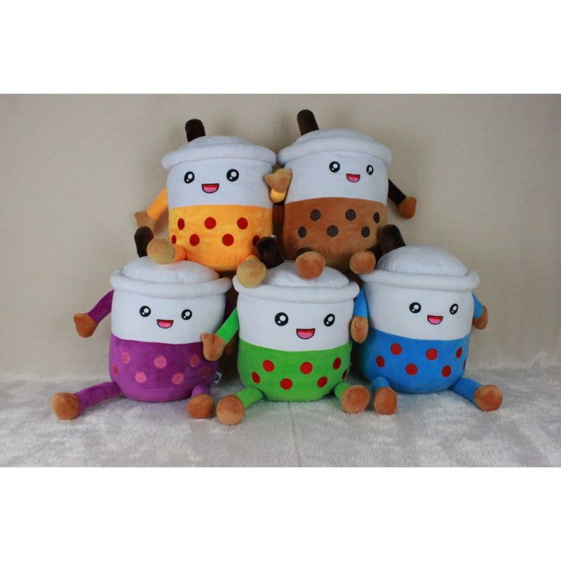 Bantal Boba Milk KT (Kaki Tangan)Bordir , Bantal Boba Bordir Lucu Ukuran L , Boneka Boba viral