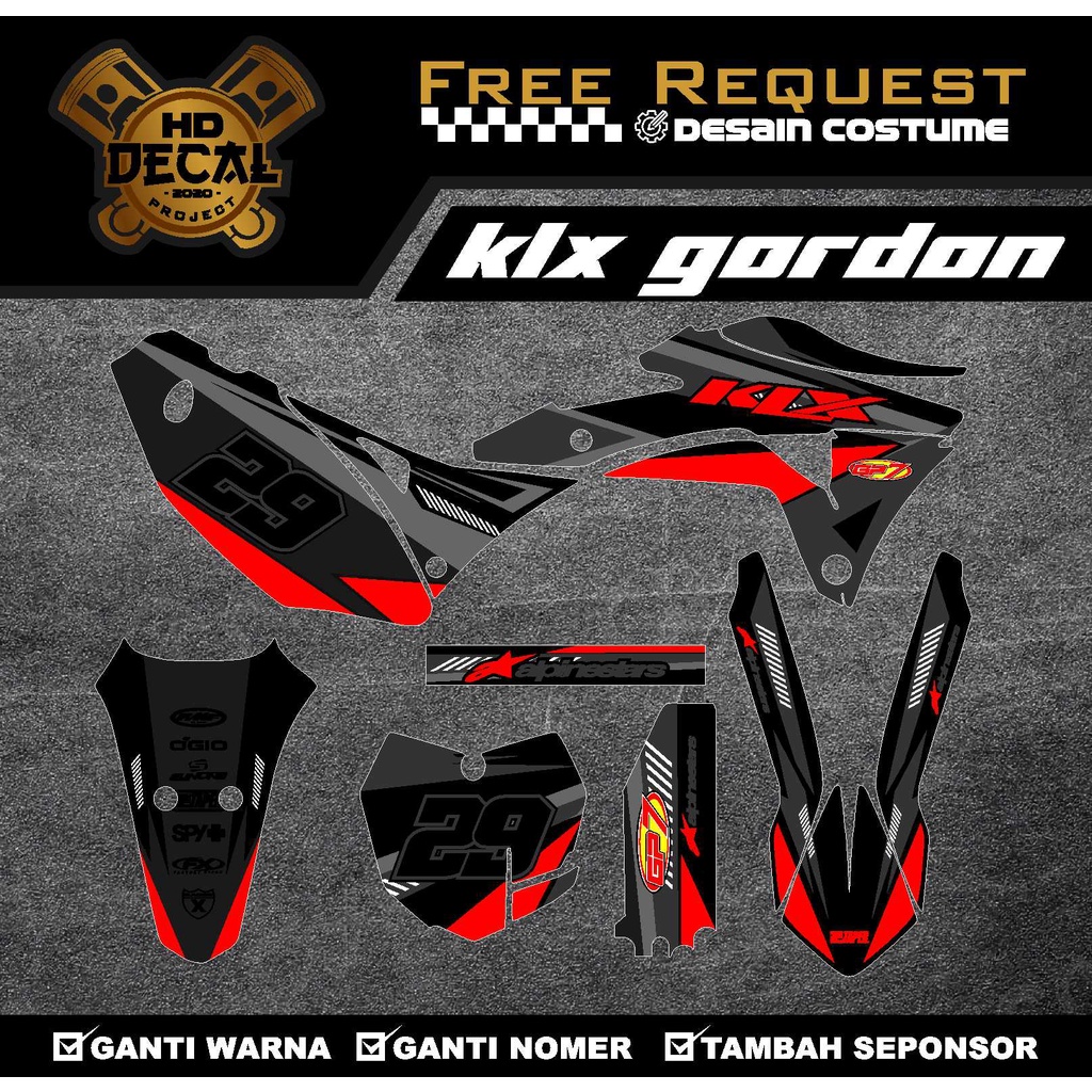 DECAL KLX GORDON FULL BODY FREE REQUES BAHAN.STANDAR,PREMIUM GLOSY/DOF