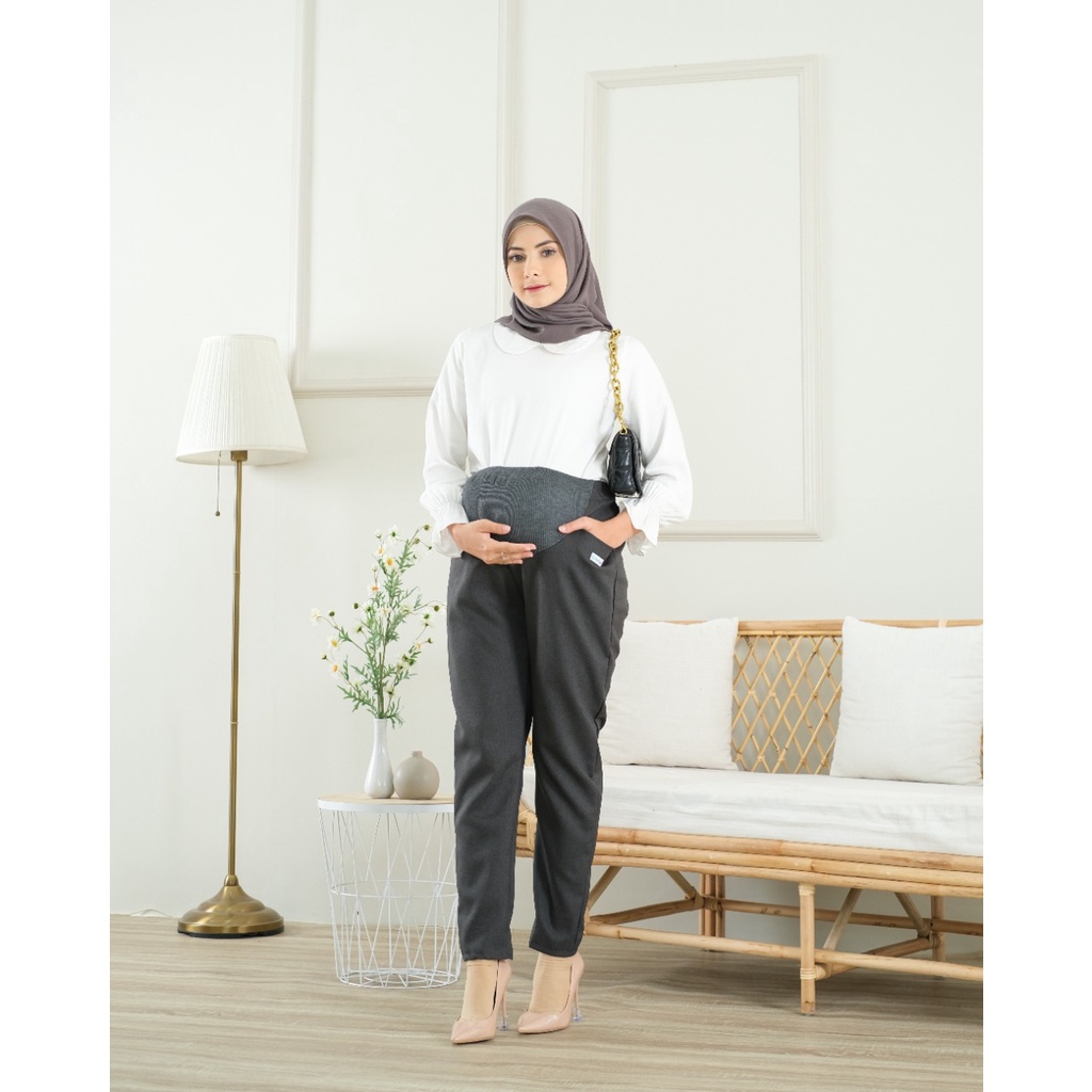 Momiasi - Celana Hamil Bumil Wanita Kerja Kantor Formal Jumbo Maternity Pants Office Premium