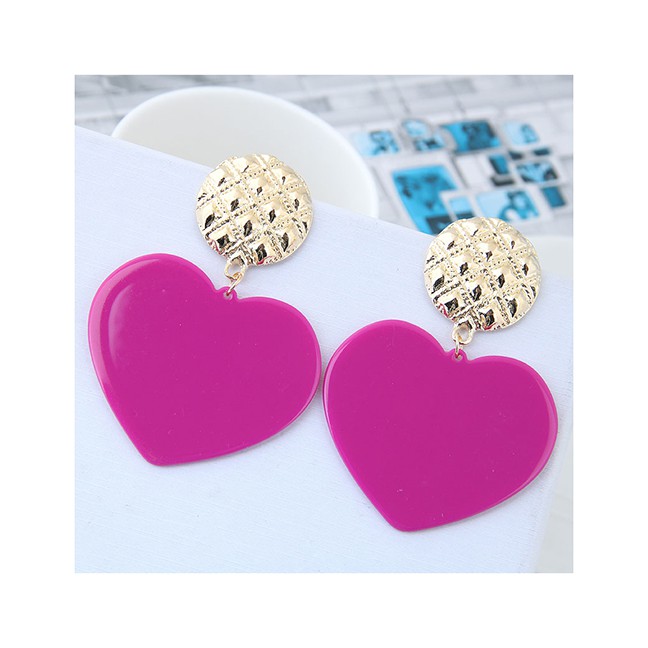 LRC Anting Tusuk Fashion Metal Heart Shape Earrings A5724X