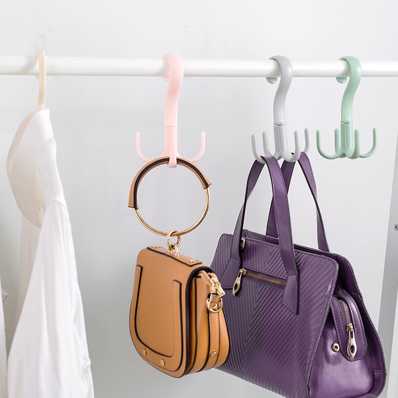 GANTUNGAN 4 KAIT SERBAGUNA GANTUNGAN PUTAR 360 DERAJAT HANGER LEMARI PAKAIAN SEPATU TAS HOOK 4 KAIT