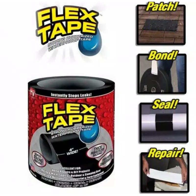 (BIG SALE) LAKBAN AJAIB SUPER KUAT ERAT FLEX TAPE ATASI BOCOR ISOLASI SERBAGUNA PERBAIKAN RUMAH LAKBAN ANTI BOCOR LAKBAN SUPER KUAT ERAT FLEX TAPE 4&quot; X 1.5 M ATASI BOCOR PERBAIKAN RUMAH / ISOLASI FLEX TAPE 4&quot; X 1,5 M ANTI BOCOR WATERPROOF AJAIB SUPER KUAT