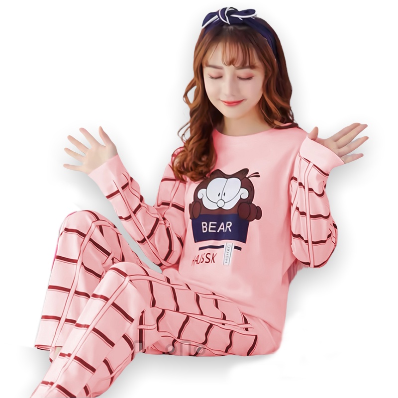 Lilipop.id  Baju Tidur Wanita Garfield Celana Panjang PP Allsize Lengan Panjang Baby Doll Bahan Kaos Dewasa