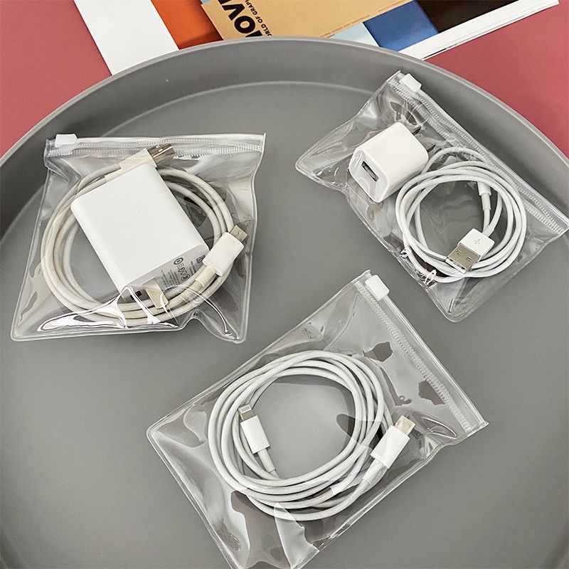 5pcs Kantong Plastik Bening Dengan Ziplock Untuk Kabel Charger Dfvc