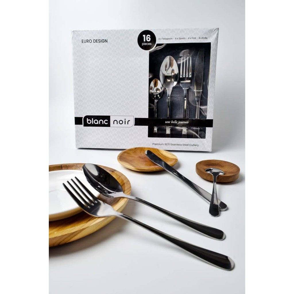 Sendok Garpu Pisau Alat Makan Blanc Noir 16 pcs Cutlery Set - Premium | Sendok Mewah