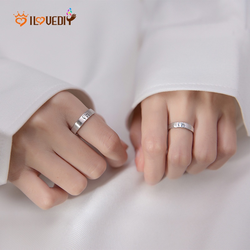 Cincin Model Terbuka Adjustable Desain Kucing Untuk Pria Dan Wanita