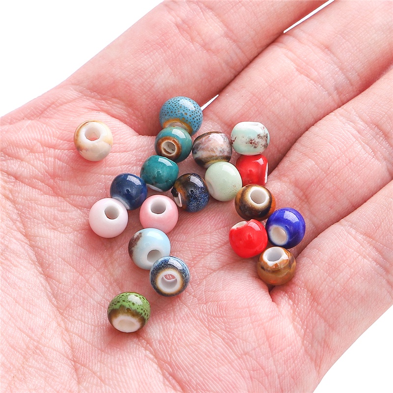 20 pcs/lot 6mm Buatan Tangan Putaran Porselen Keramik Beads Longgar Perhiasan Kerajinan Gelang DIY Beads Aksesoris