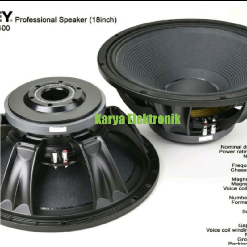 Speaker Component Ashley LF18 V400 Woofer 18 inch Original LF 18V400