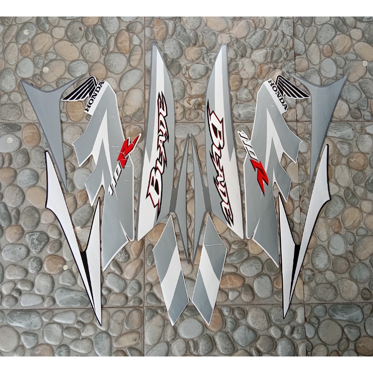 stiker striping motor Blade 110R 2009 silver putih