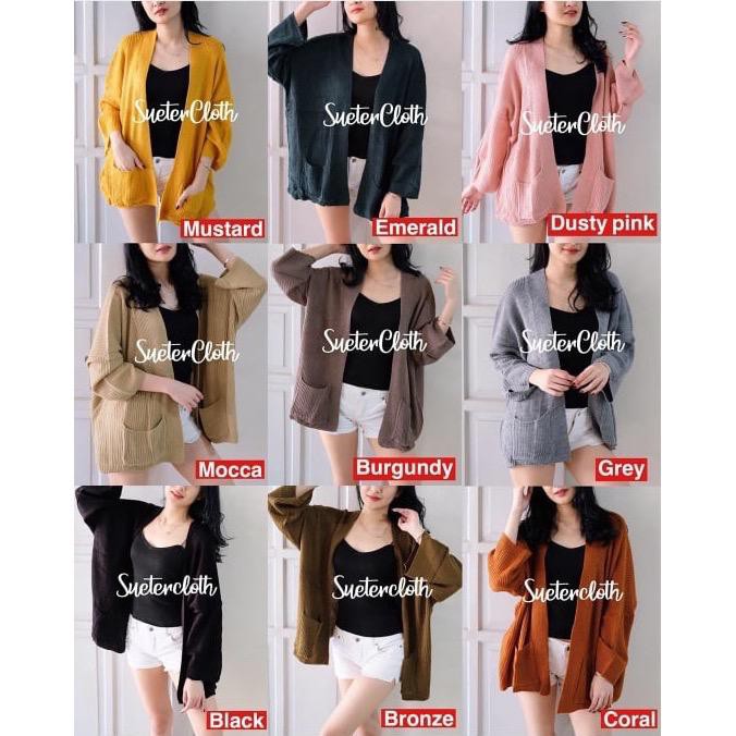 zelline official cardigan rajut loocy oversize pakai saku