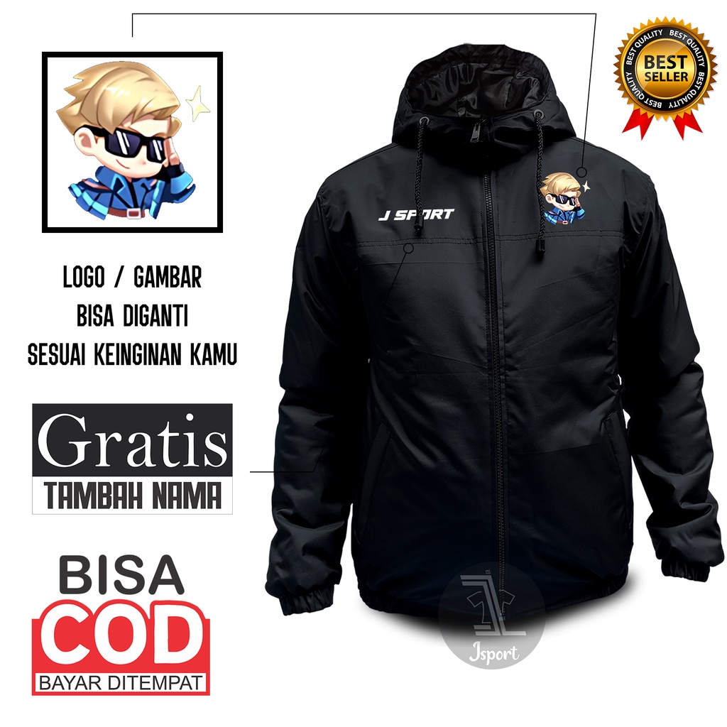 Ready Stok Big Size Jaket Eleganter Logo AlucardML Bahan Waterproof Dewasa Pria/Wanita