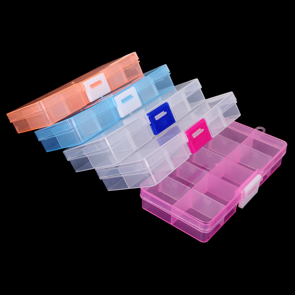 10 Slots Adjustable Transparent Jewelry Storage Box Ring Earring Drug Pill Beads Portable Plastic Organizer Case Travel Bins