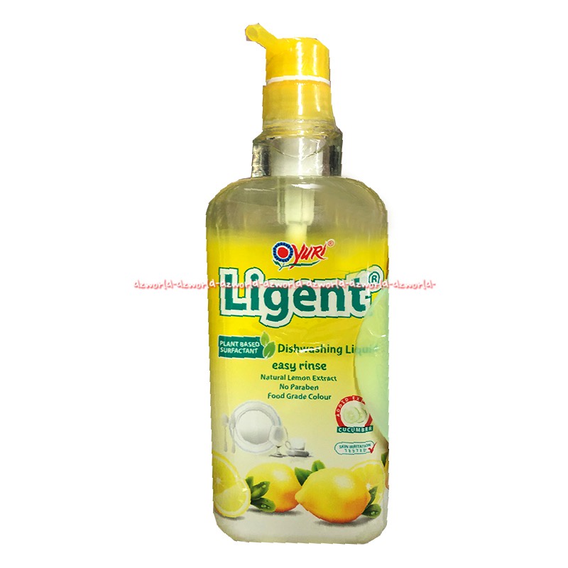 Yuri Ligent Diswashing Liquid Easy Rinse 1L AntiBacterial Sabun Cuci Piring Anti Bakteri Jeruk Nipis Lemon 1 Litter