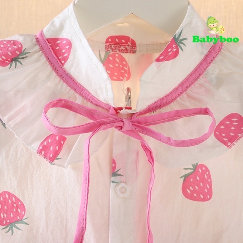 Setelan Baju Anak / Pakaian Lengan Pendek Anak Perempuan Motif Strawberry