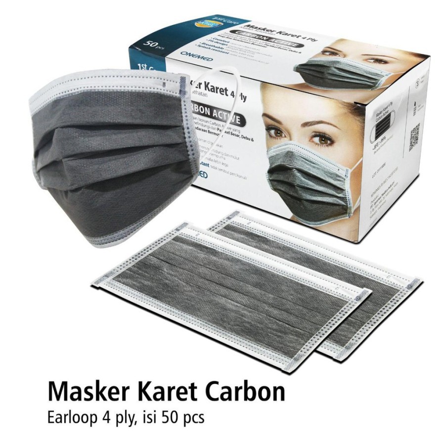 Masker Onemed Earloop Carbon 4ply 50's