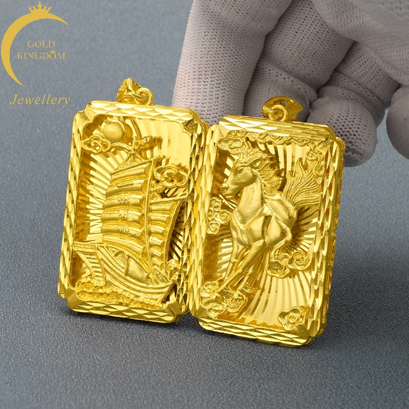 Liontin Kalung Lapis Emas Asli Kadar 375 Desain Zodiak Kuda Untuk Pria