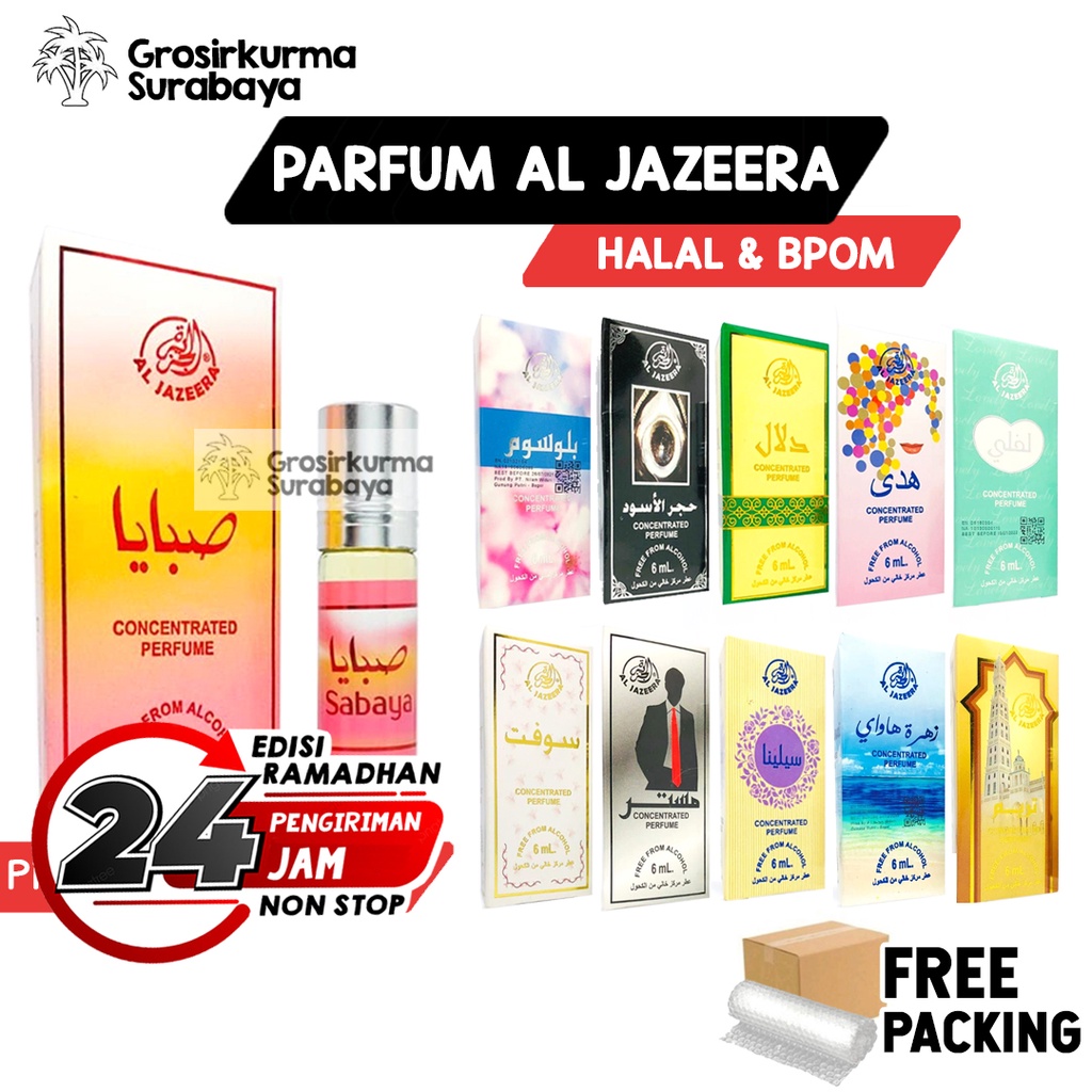 ORIGINAL BPOM Parfum Arab Al Jazeera Non Alkohol Roll On 6ml Halal Minyak Wangi Sholat Rehab Misk Kasturi
