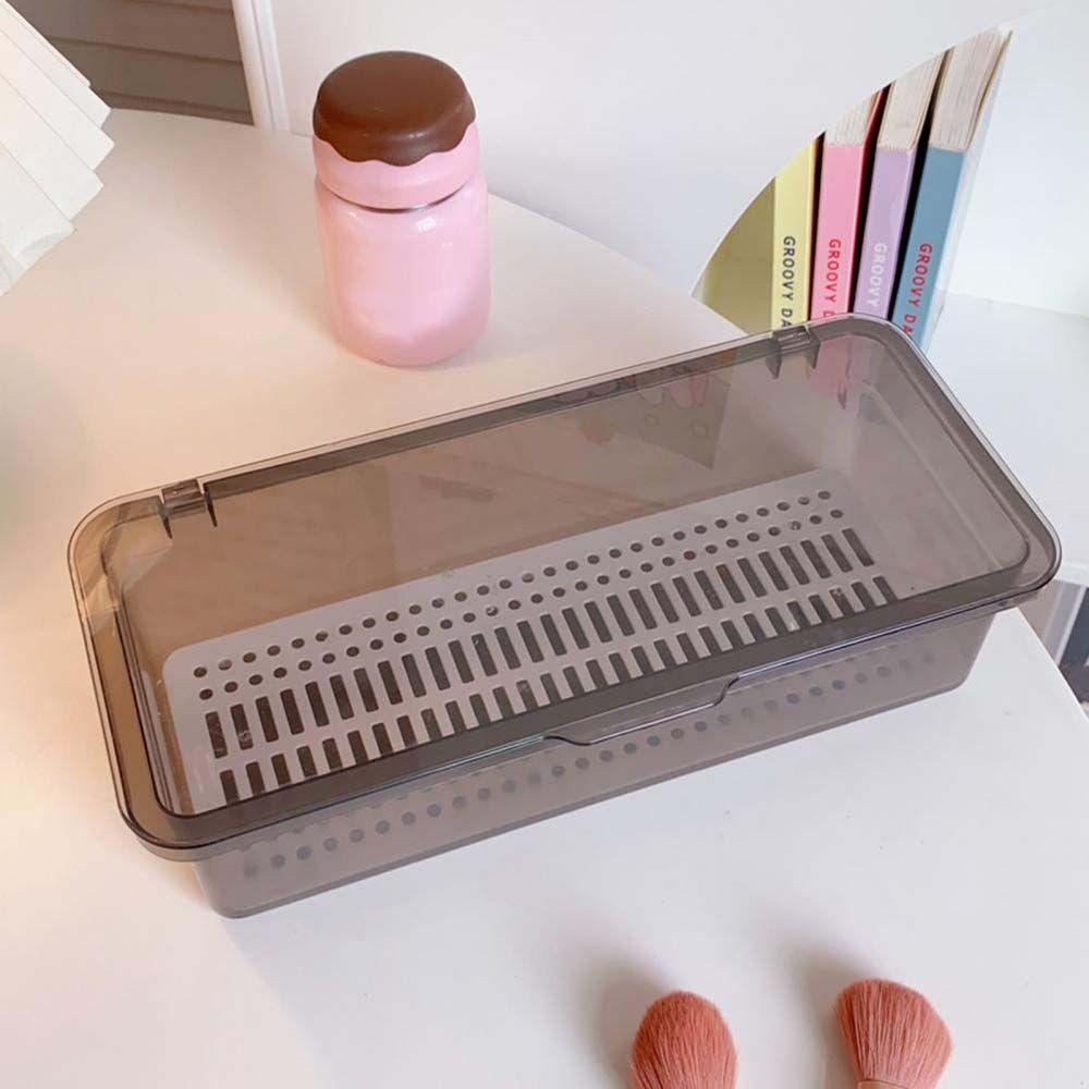 Lanfy Organizer Kosmetik Plastik Transparan Portable Kecantikan Telur Persegi Panjang Kapasitas Besar Dengan Tutup