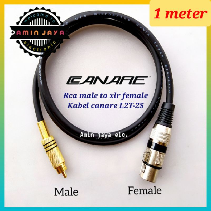 Jack rca to canon female kabel canare 1 meter