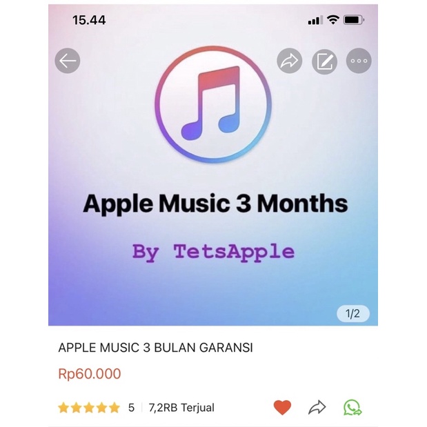 APPLE MUSIC 3 BULAN FULL GARANSI