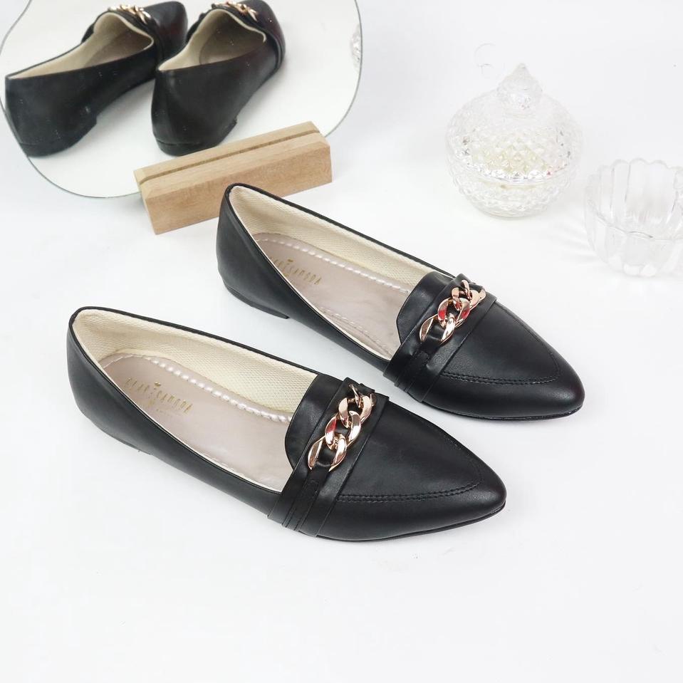 "HUF.19Au22w" GLARISAMODA Marcy Flatshoes Rantai Gold normal to bigsize jumbo sepatu wanita