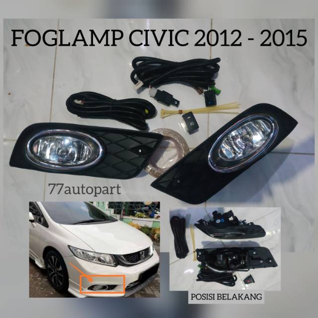 Lampu kabut foglamp honda civic 2012 2013 2014 2015