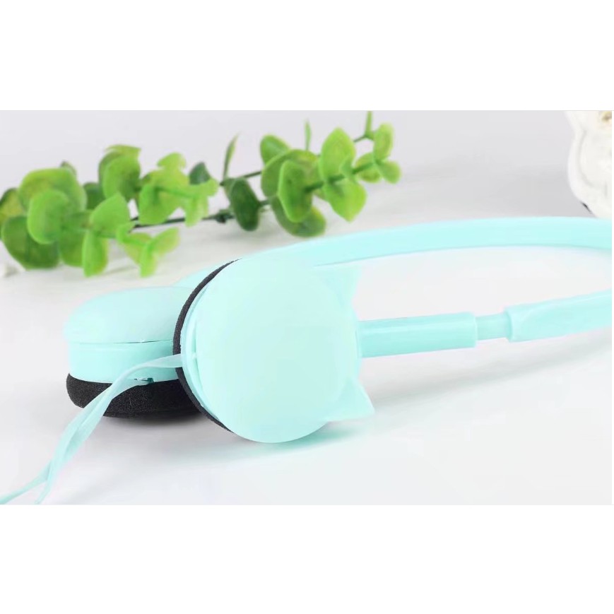 [KN-430] Headphone Headset Bentuk Kepala Kucing Polos / Earphone Overhead Motif Kucing Simple / Earphone Karakter Cat Head / Earphone Cat Polos