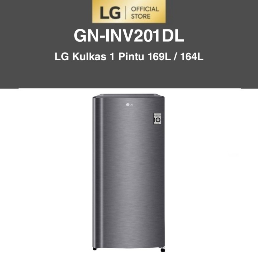 LG Lemari Es 1 Pintu GN-INV201DL / GNINV201DL Smart Inverter Compressor 169 Liter 50 Watt