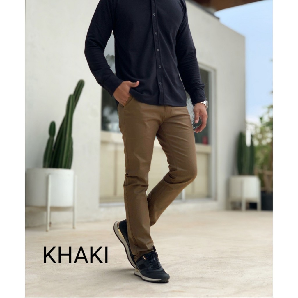 Cuci Gudang Beli 1 Gratis 1 Chino Cino Pria Slimfit Hijau Hitam