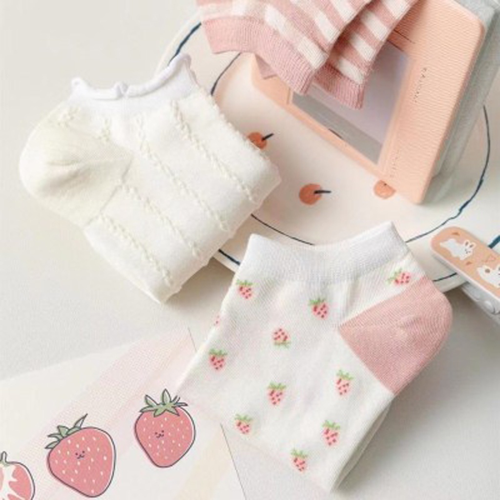 ❤GTB❤ Kaos Kaki Wanita Motif Strawberry Fashion Korea Women Sock Import KK001