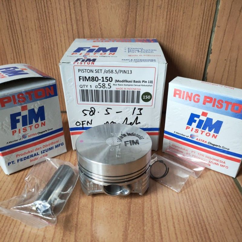 Seher/piston kit merk fim bahan mentah ukuran 57/57,5/58/58,5/59/59,5/60 pin/pen 13 dan pin/pen 15-6