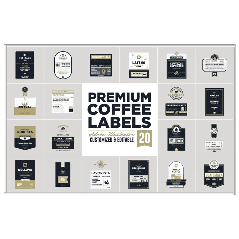 Premium Coffee Labels - Vector Designs - Business Branding