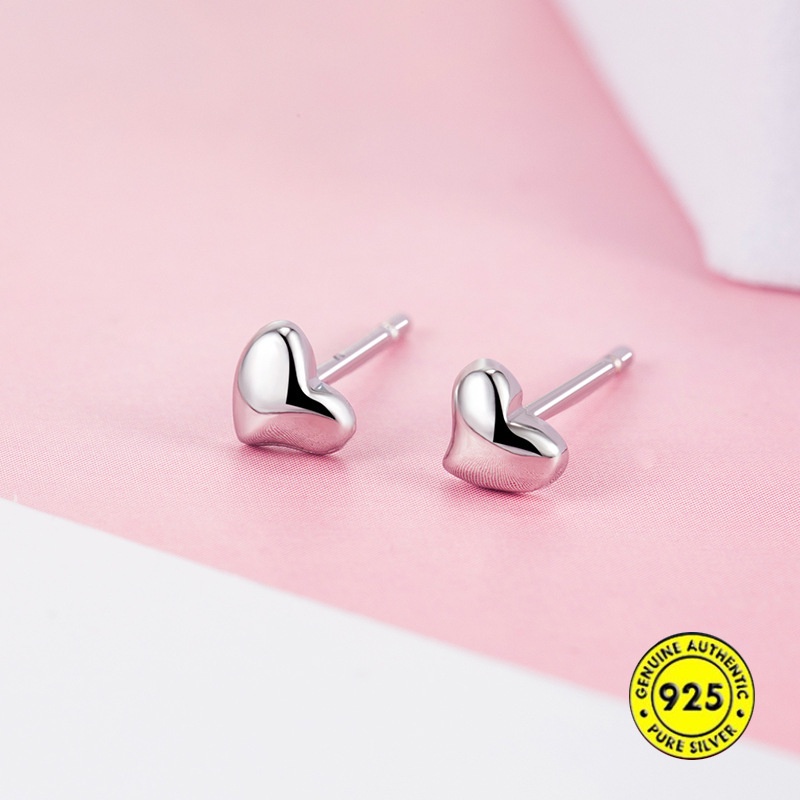 Anting Stud Mini Bahan Sterling Silver Bentuk Hati Untuk Wanita