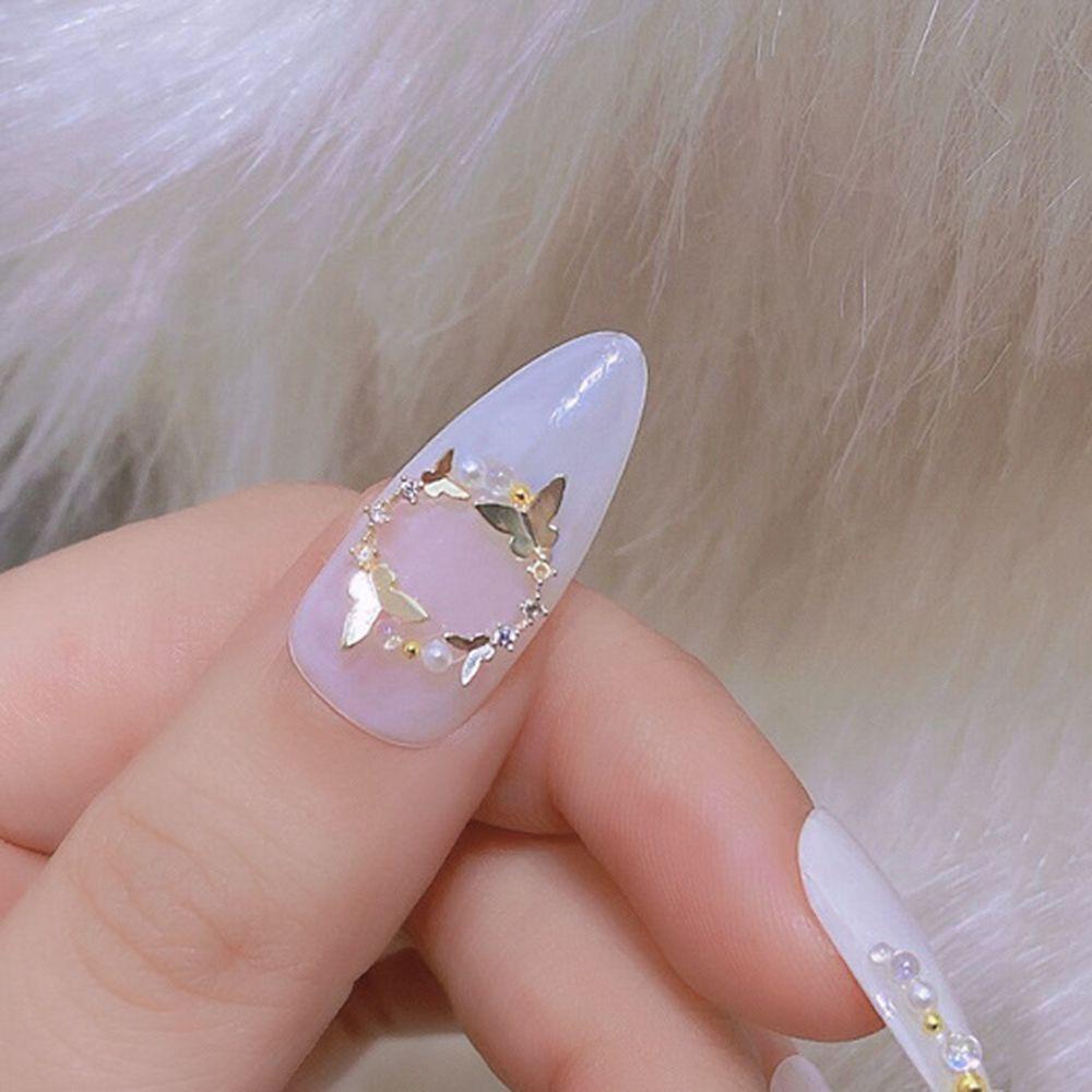 Augustina Nail Art Berlian Korea Zirkon Pesona Peri Kupu-Kupu Cahaya Mewah DIY Dekorasi Nail Art