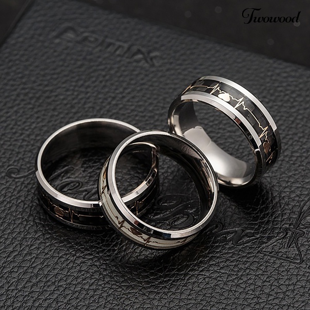 Cincin Luminous Motif Detak Jantung Untuk Pasangan
