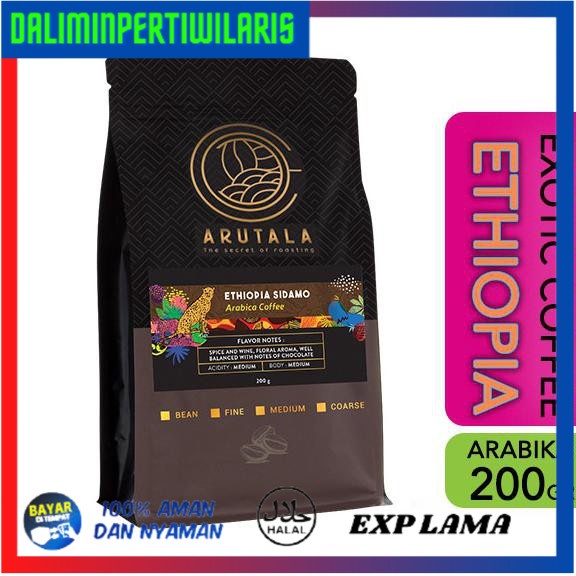 

( BISA COD ) ARUTALA Kopi Ethiopia Sidamo Arabica 200 gram GRATIS ONGKIR [Kode 1|Kode 2|Kode 3|Kode