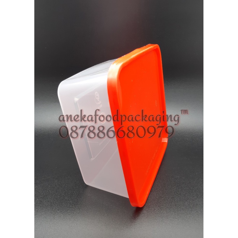 Food Container/Thinwall 2000 ml Square + Tutup Warna Merah Merek FIM Murah + Gratis Ongkir